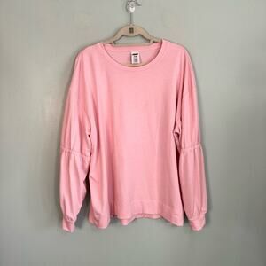 Avia Stretch Long Sleeve Pullover Round Neck Solid Basic Sweatshirt Pink XL